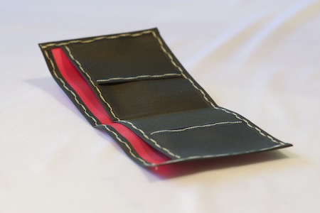 Pointy Wallet Spendy model - pink with black trim and interior