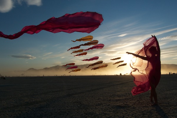 Ruth Whiting - WindFire Designs show in the Black Rock Desert NV with Flowx kites