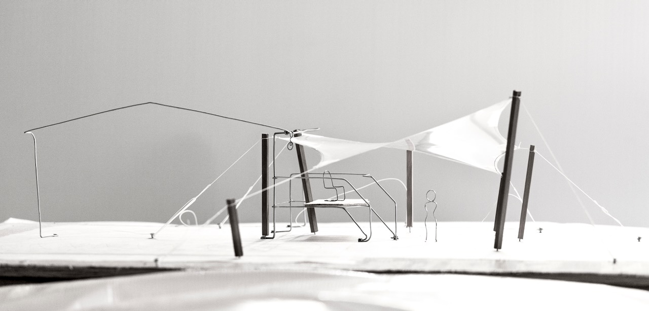 sketch of a windfire designs rainshade using ink and water color by ruth whiting