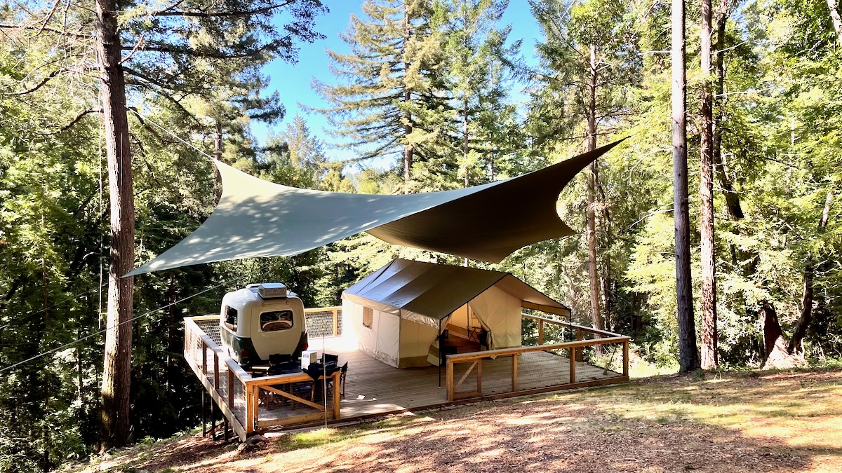 WindFire Designs shade deck glamping redwoods