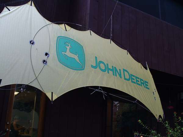 Image 1 from Branded indoor quadline kite for corporate trade show performance for John Deere - quadline kite by WindFire Designs