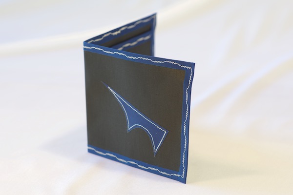 Pointy - Spendy wallet - black with blue trim - designed by WindFire Designs