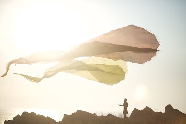 Ruth Whiting with Flowx kites in Normandy