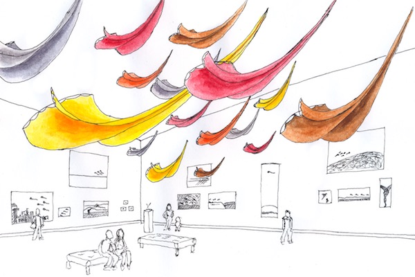 harn museum show concept sketch by tim elverston