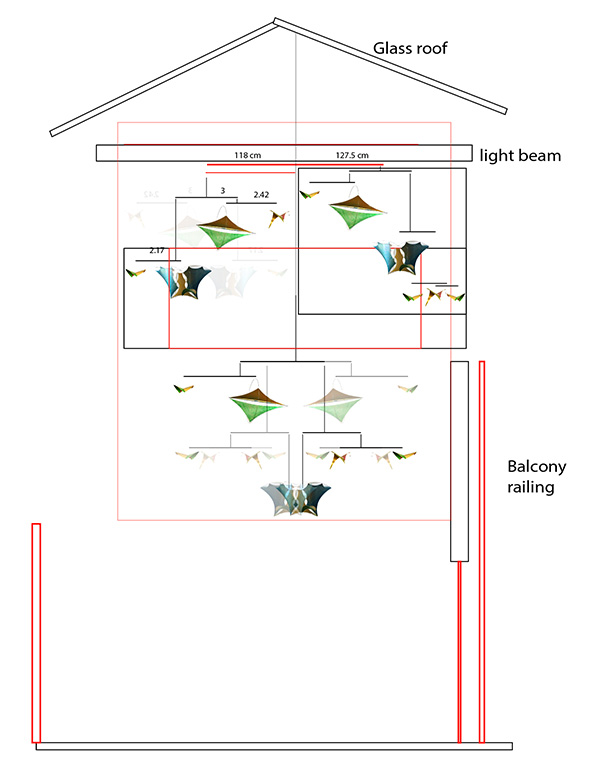 Elevation plan for the Flight Ideas mobile by Tim Elverston, WindFire Designs
