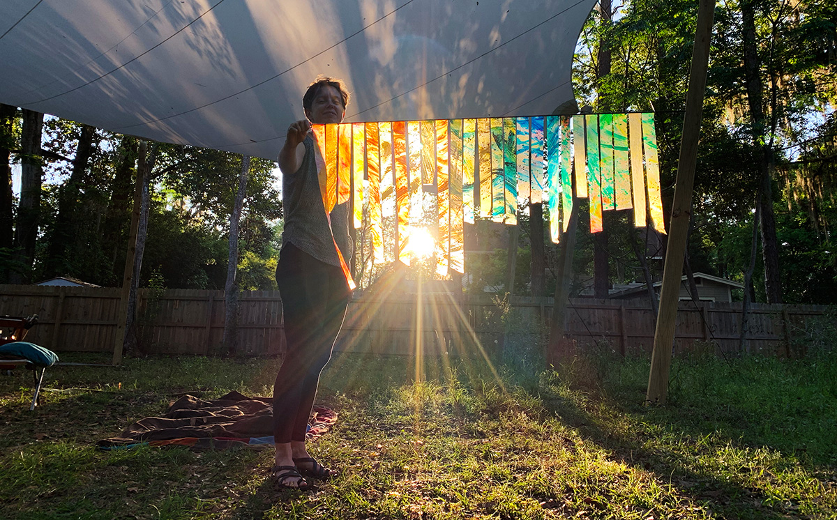 Backlit color test for strip mobile elements — Ruth Whiting, WindFire Designs studio