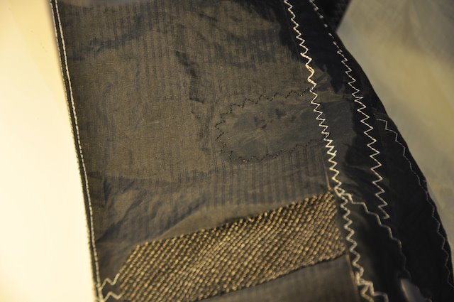 Close-up of the finished patch construction on the leading edge