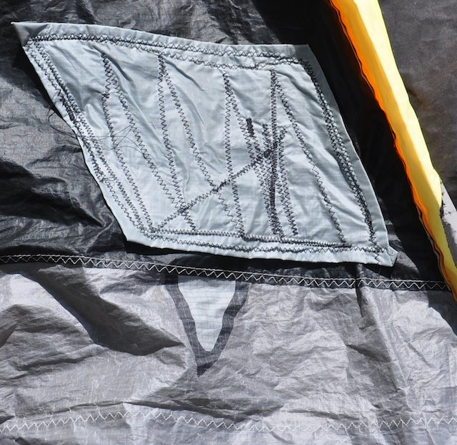 Close-up of the erratic stitching before it was removed