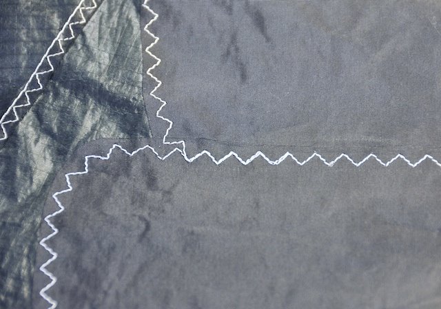 Kite panel after the stitching was properly redone