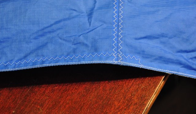 Second view of the reinforced closure seam on the repaired Cabrinha leading edge